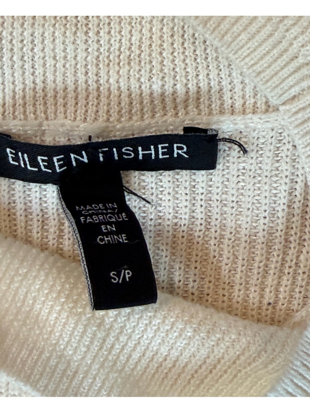 Eileen Fisher Ivory Cotton/Linen Blend Cropped Boxy Mock Neck Top Size S - Picture 6 of 9
